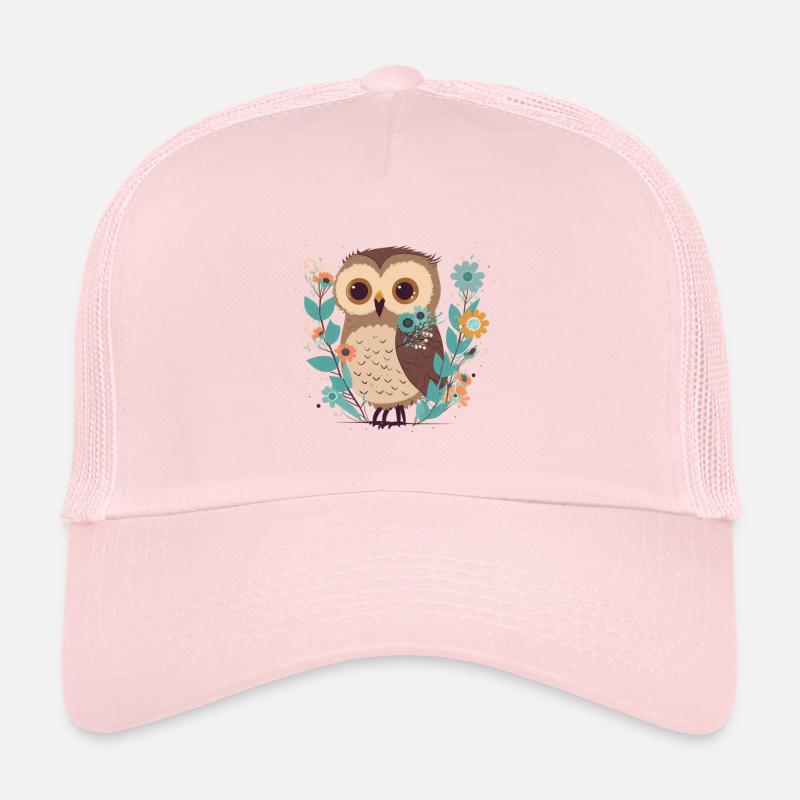 Mignon hibou dans la forêt de fleurs 4 Casquette trucker 