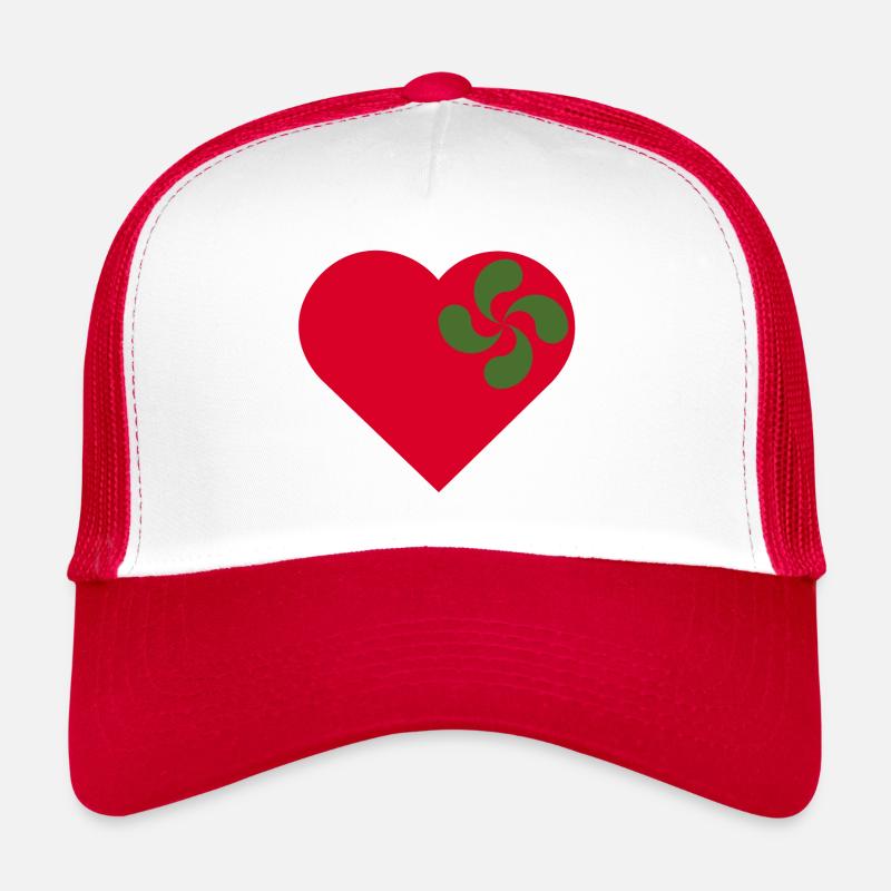 Amour du Pays-Basque. Coeur et lauburu. Casquette trucker 