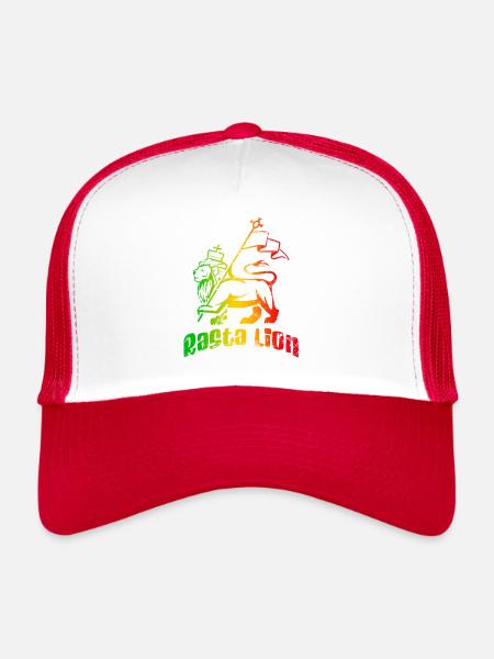 Rasta Lion - Casquette trucker  - blanc/rouge - Devant