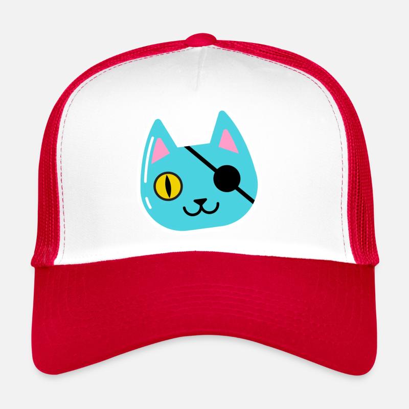 Katze - Trucker Cap - Weiß/Rot