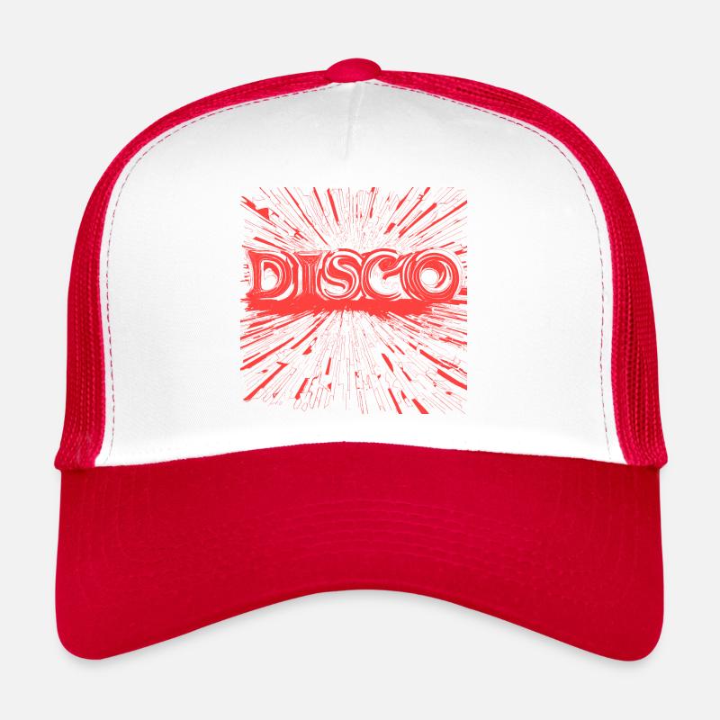 DISCO Text Logo Wort rot - Trucker Cap - Weiß/Rot