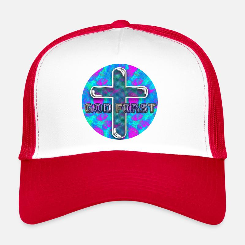 Dieu d’abord (Un) - Casquette trucker  - blanc/rouge