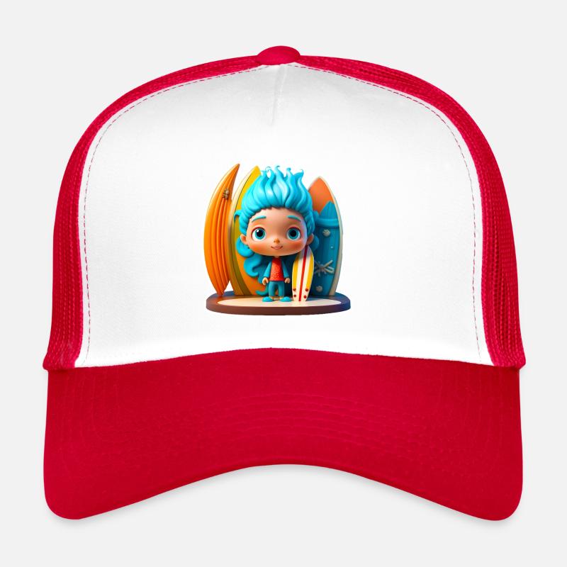 Petit surfeur - Casquette trucker  - blanc/rouge