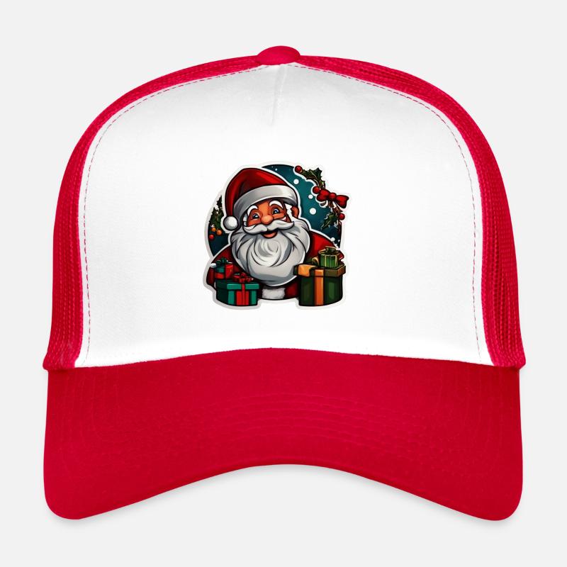 Santa Claus head framed by gifts Trucker Cap