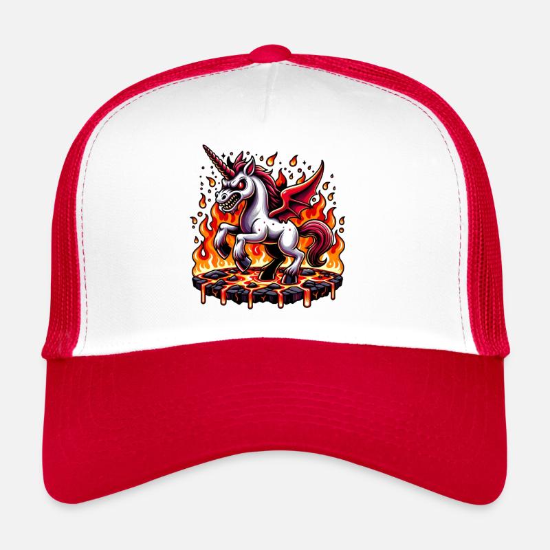 Evil Fire Unicorn - Trucker Cap - white/red