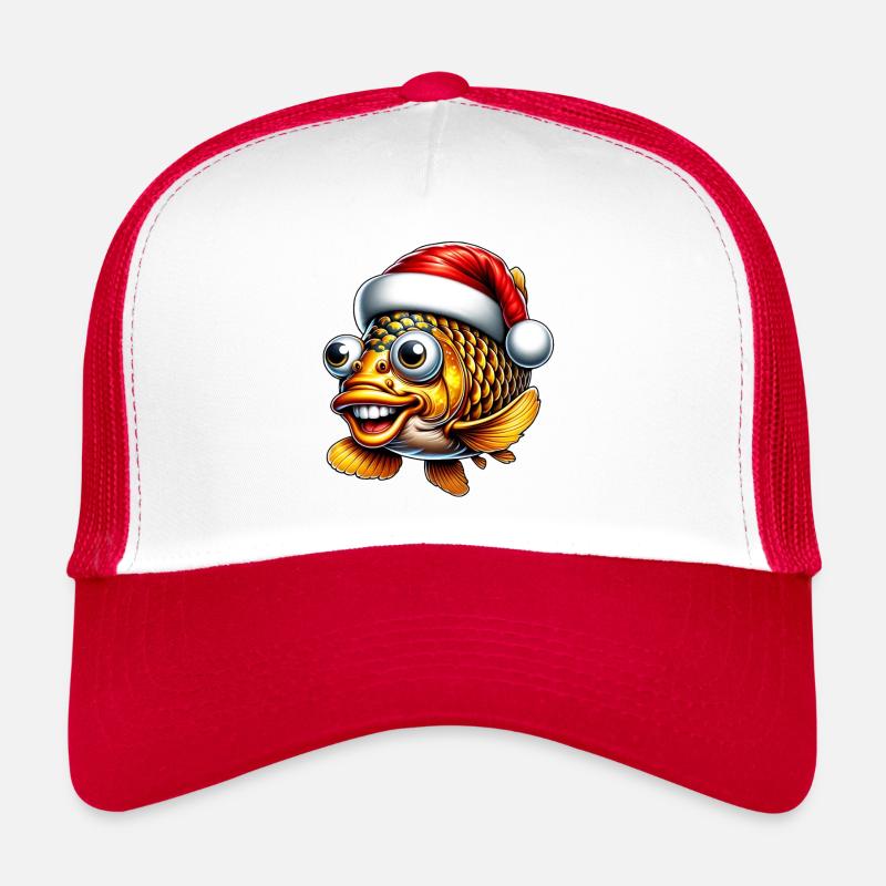 Christmas Carp: Funny Fish with Hat Trucker Cap