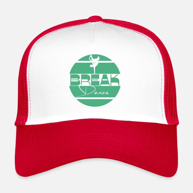 Breakdance Vert Turquoise - Casquette trucker  - blanc/rouge