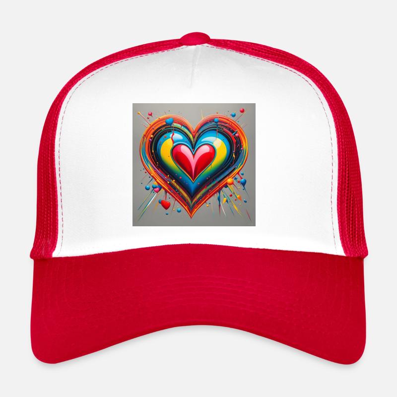 Un coeur éclatant - Casquette trucker - blanc/rouge