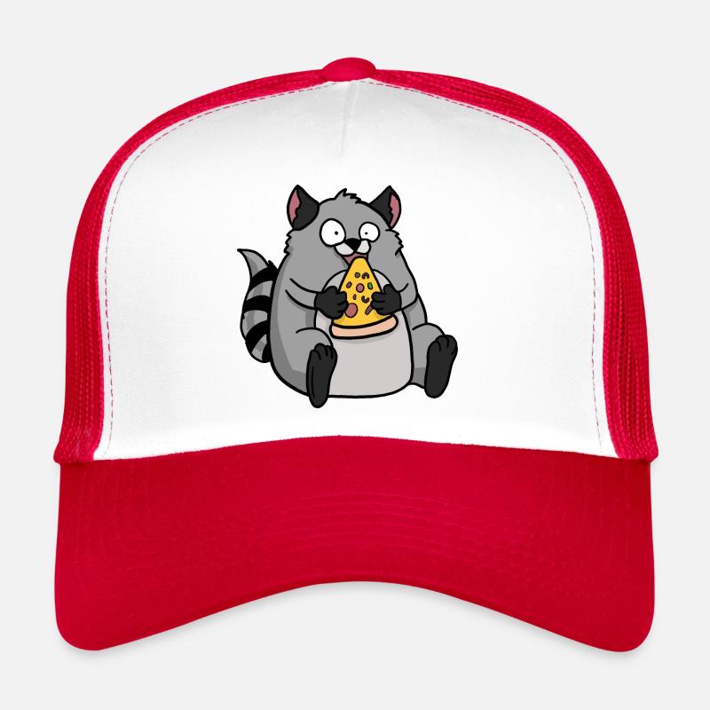 Fat Raccoon Eating Pizza Funny Comic Style Trucker Cap
