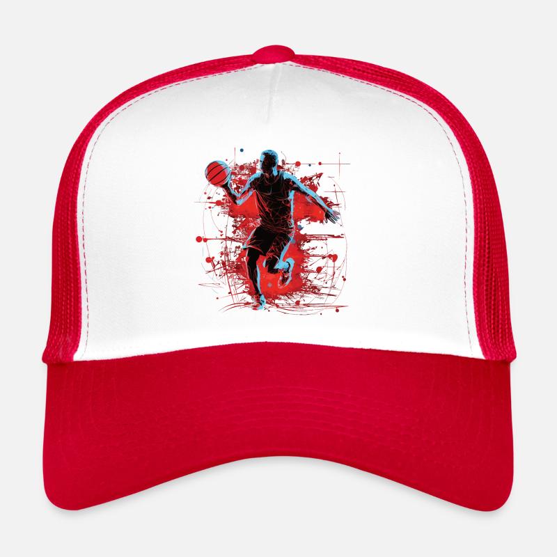 Rouge intense dans le design du basket-ball Casquette trucker 