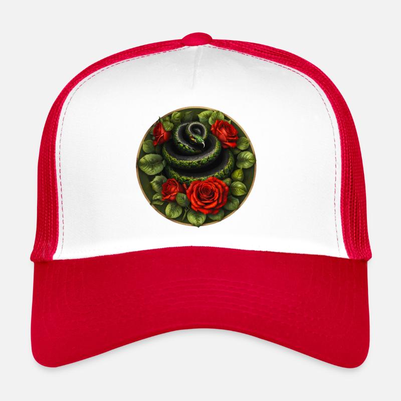 Serpent et roses rouges Casquette trucker 