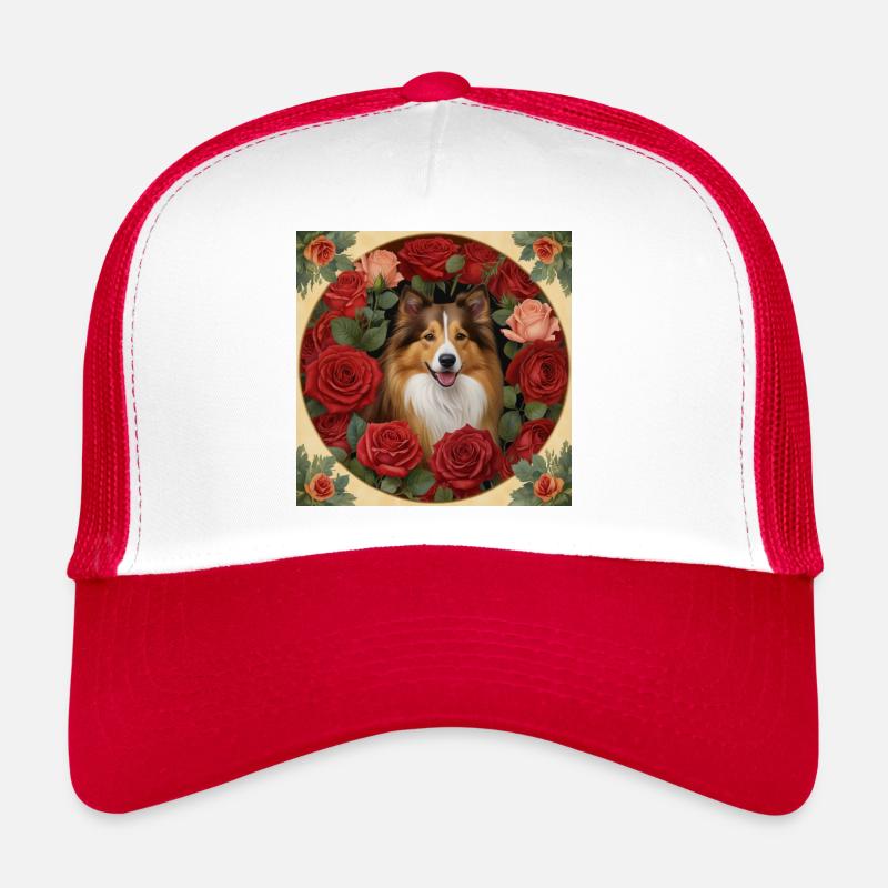 Collie und rote Rosen Trucker Cap