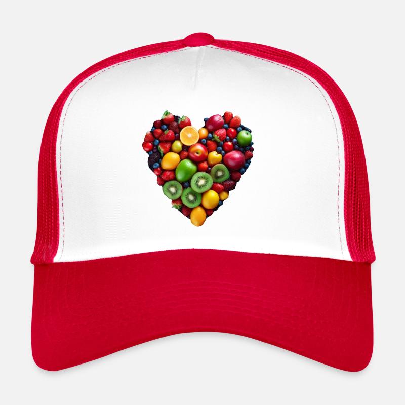 Fruit Heart - Trucker Cap - white/red