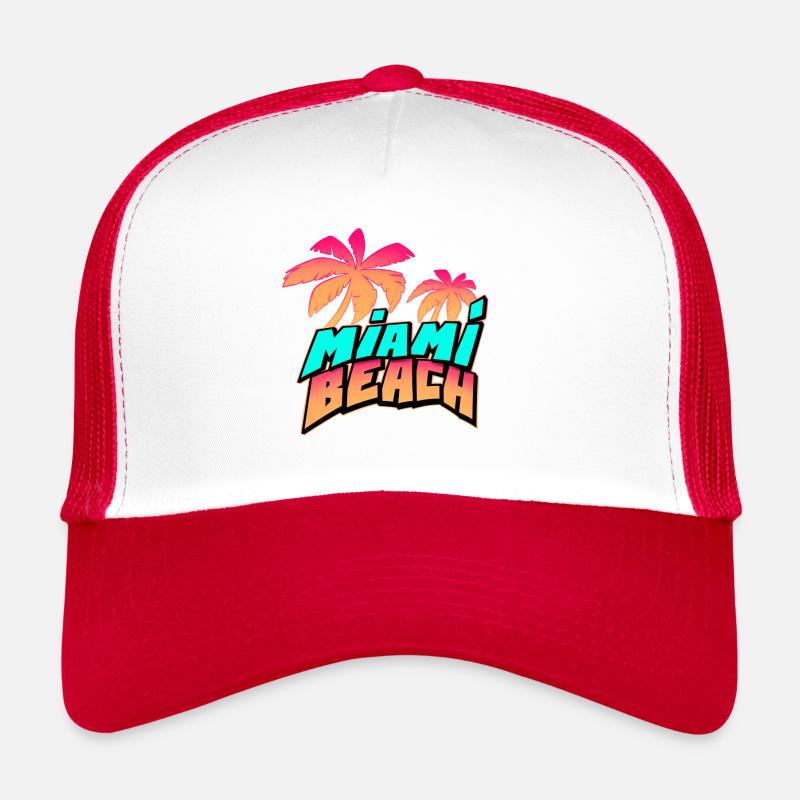 Miami Beach - Casquette trucker  - blanc/rouge