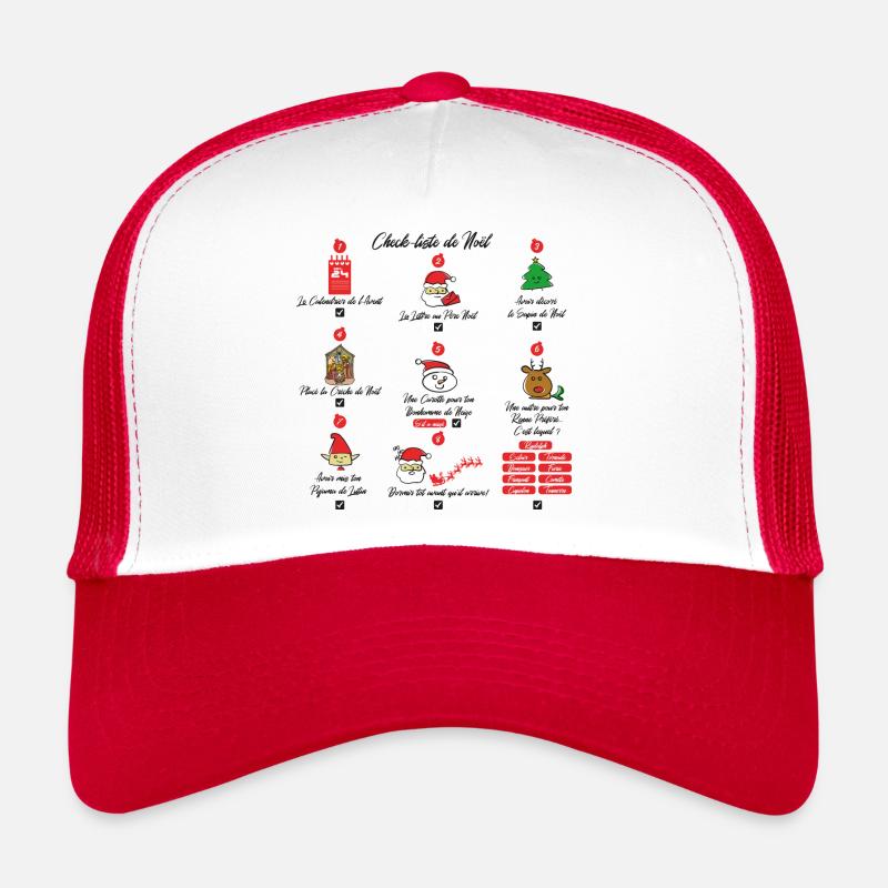 Noel Check liste - Casquette trucker  - blanc/rouge