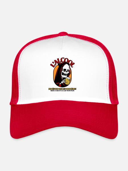 L'ALCOOL NE RÉSOUD PAS LES PROBLÈMES, MAIS L'EAU - Casquette trucker  - blanc/rouge - Devant