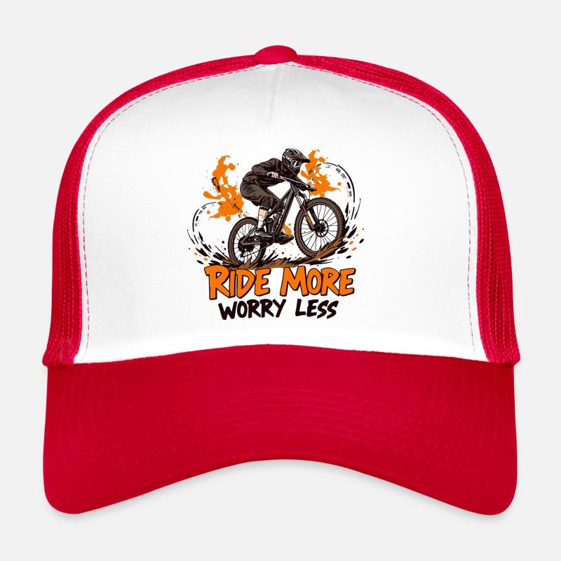 Cadeau VTT avec Ride More, Worry Less Casquette trucker 