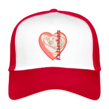 Cœur de chat - Casquette trucker  - blanc/rouge - Devant
