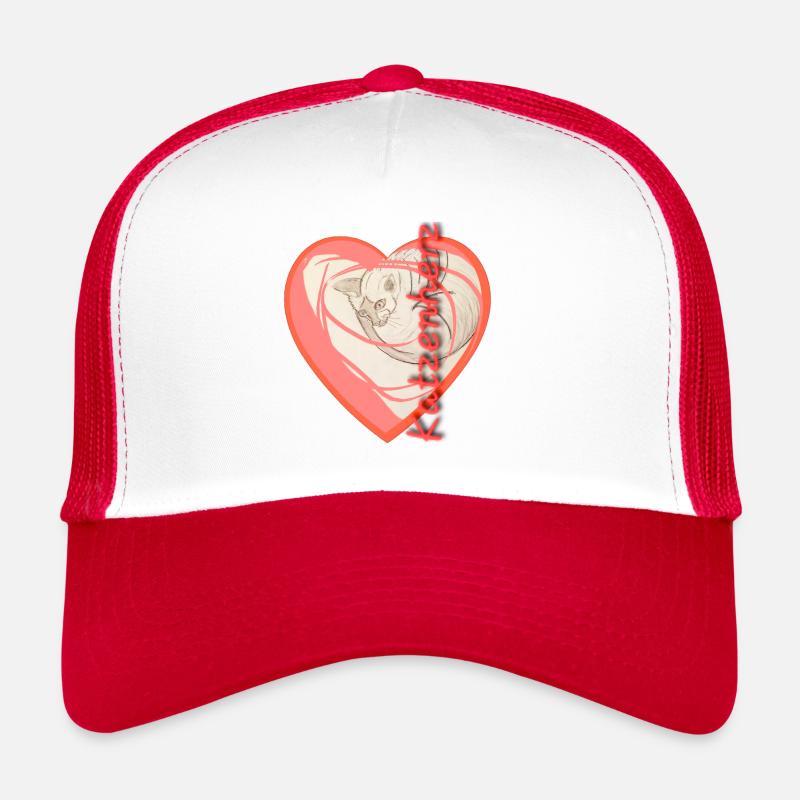 Cœur de chat - Casquette trucker - blanc/rouge