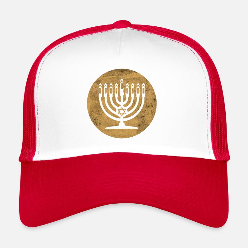 Menorah de Hanoukka chandelier dans cercle doré Casquette trucker 