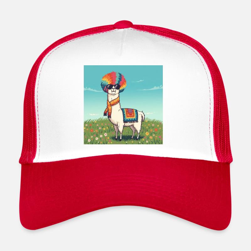 Lama arc-en-ciel funky Casquette trucker 