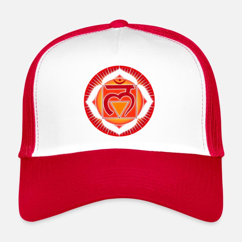 Chakra Racine Muladhara - Casquette trucker  - blanc/rouge