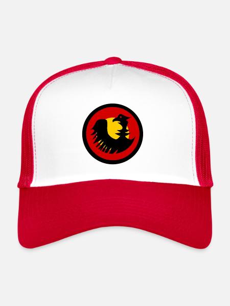 Aigle allemand Noir Rouge Or - Casquette trucker  - blanc/rouge - Devant