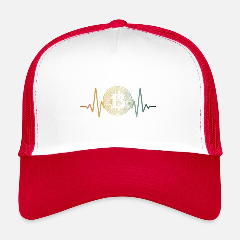 Herzschlag Bitcoin Geschenkidee - Trucker Cap - Weiß/Rot