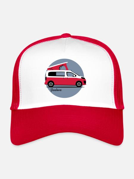 Vanlove - Campster / Crosscamp Design - Casquette trucker  - blanc/rouge