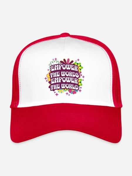 Retro Words Letter Teacher Reading Teacher - Trucker Cap - white/red - Front