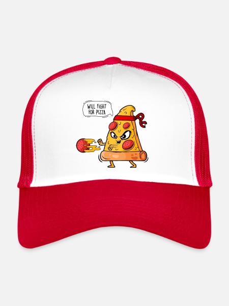 Battez-vous pour la pizza - Casquette trucker  - blanc/rouge - Devant