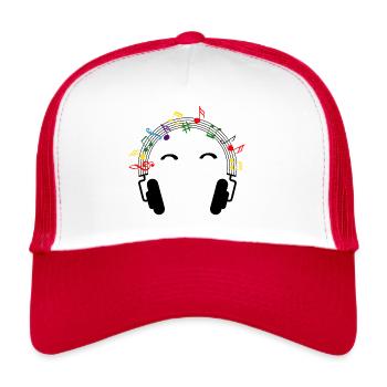 Musical sheet music musical notes pattern. Music - Trucker Cap - white/red - Front
