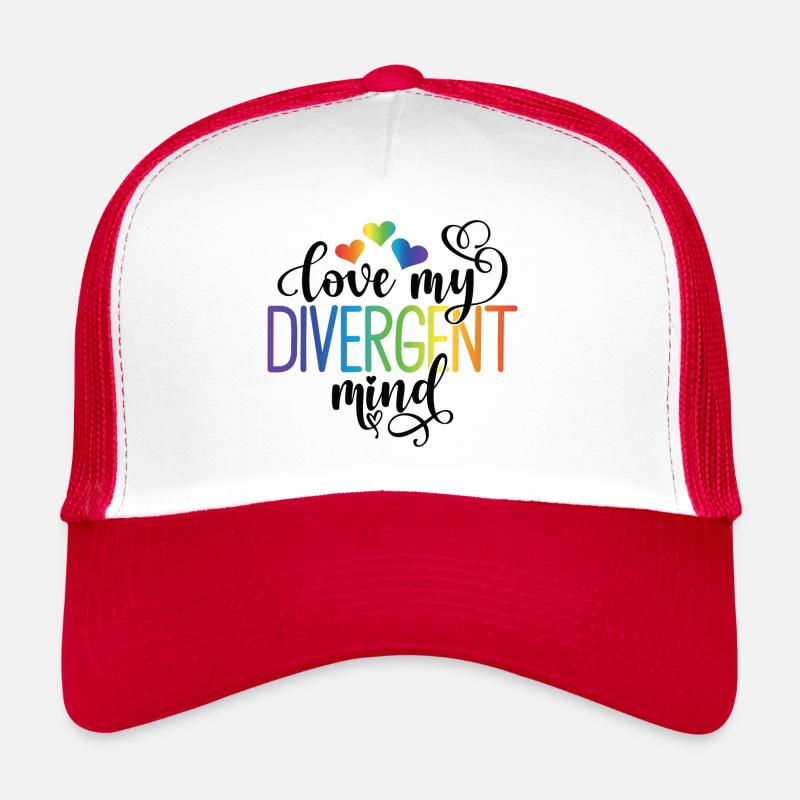 Neurodiversité - Casquette trucker  - blanc/rouge