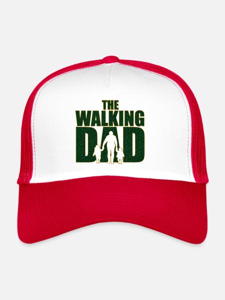 Le papa qui marche Code Père Code Cadeau de fête des pères - Casquette trucker  - blanc/rouge - Devant