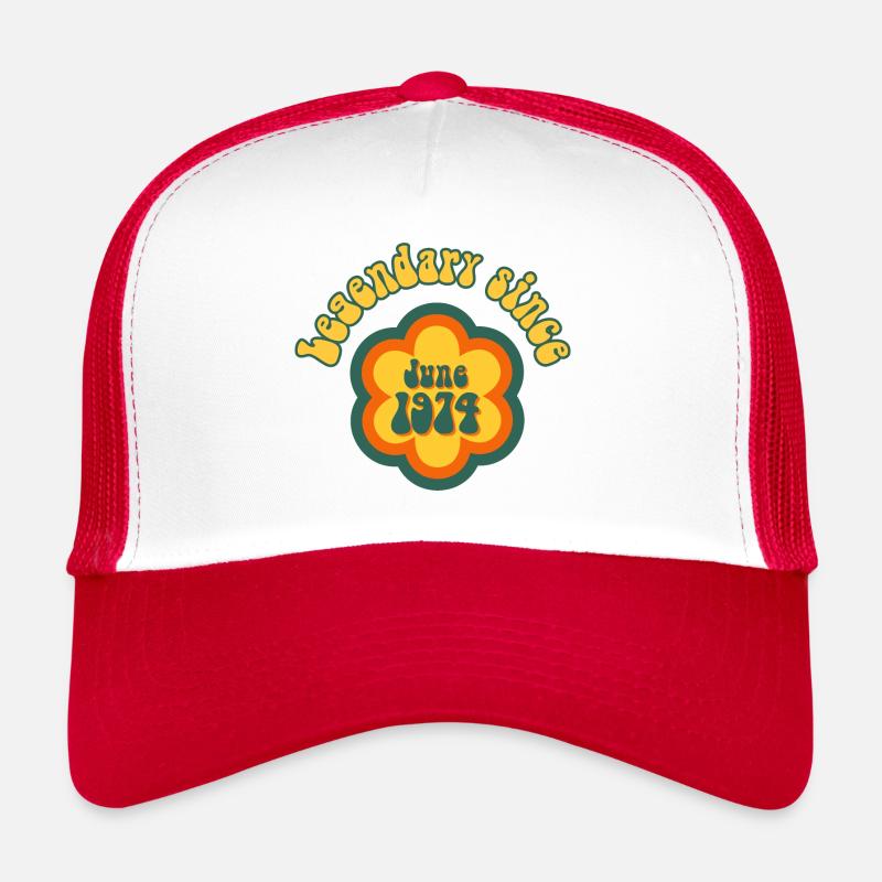 Legendary since June 1974 Geburtstag Retro - Trucker Cap - Weiß/Rot
