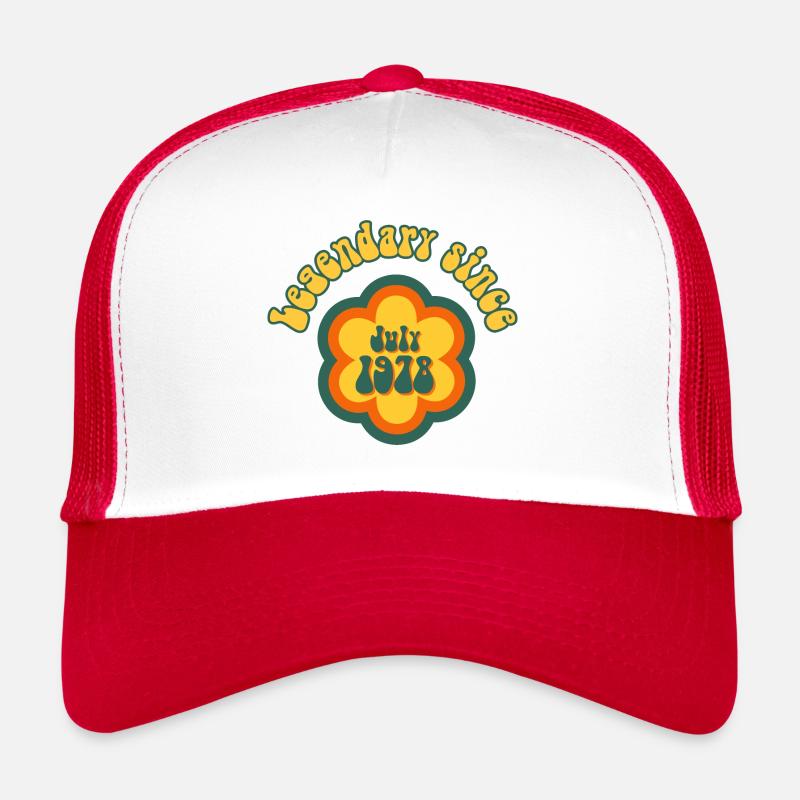 Legendary since July 1978 Geburtstag Retro Flower - Trucker Cap - Weiß/Rot