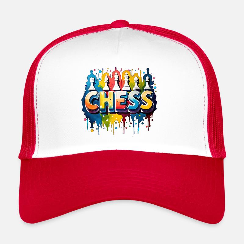 Schach mit Figuren, Farbe, schwarzem Rand Trucker Cap