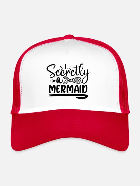 secretly a mermaid - Trucker Cap - white/red - Front