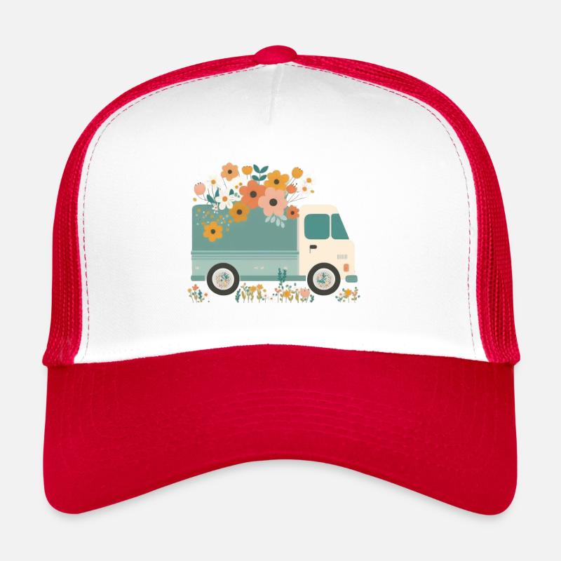 PickUp a flower 3 - Trucker Cap - Weiß/Rot