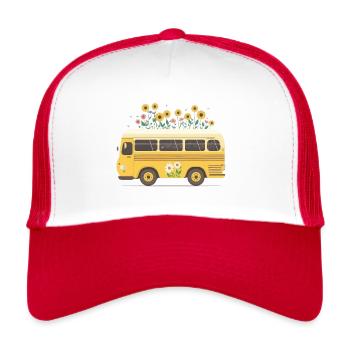Charmante Bus Reise 5 - Trucker Cap - Weiß/Rot - Vorne