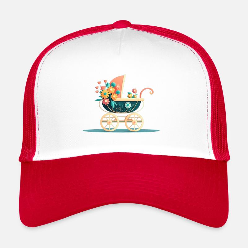 Flowery stroller 10 - Trucker Cap - white/red