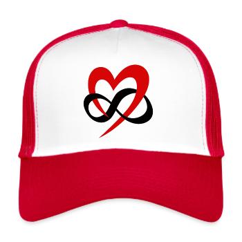 Cadeau de symbole d'amour infini coeur pour petite amie - Casquette trucker  - blanc/rouge - Devant