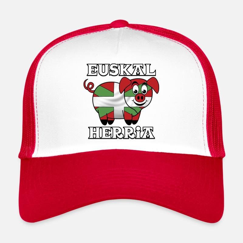 Cochon Basque - Casquette trucker  - blanc/rouge