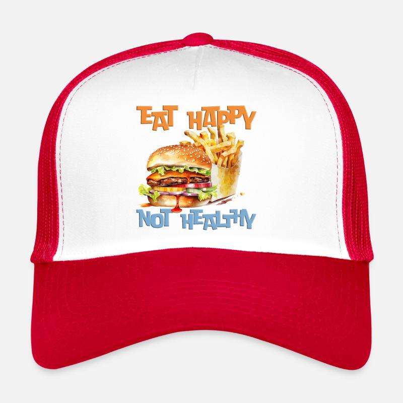 Eat happily, not healthy - Trucker Cap - white/red