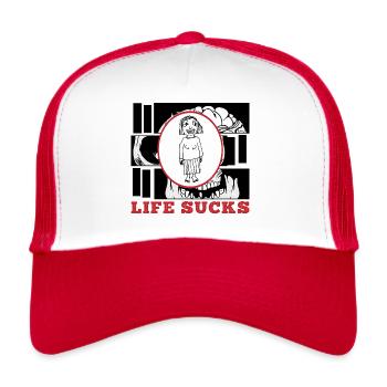 LIFE SUCKS - life just sucks - Trucker Cap - white/red - Front