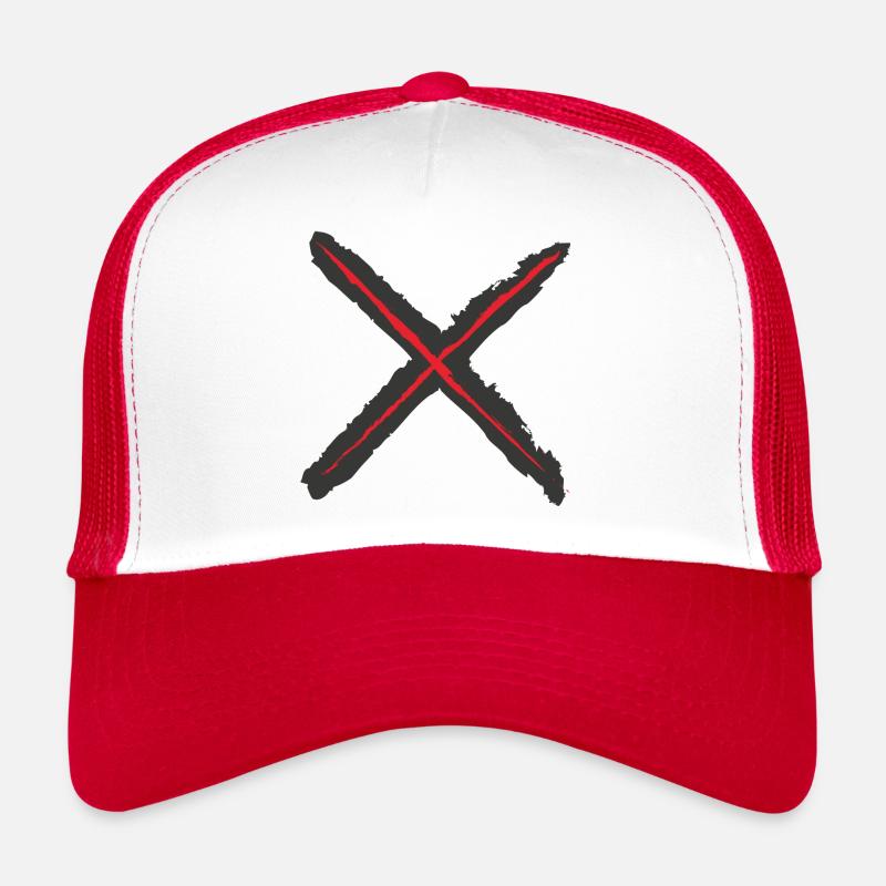 Rouge X - Croix de Saint-André Style Grunge rouge sur noir Casquette trucker 