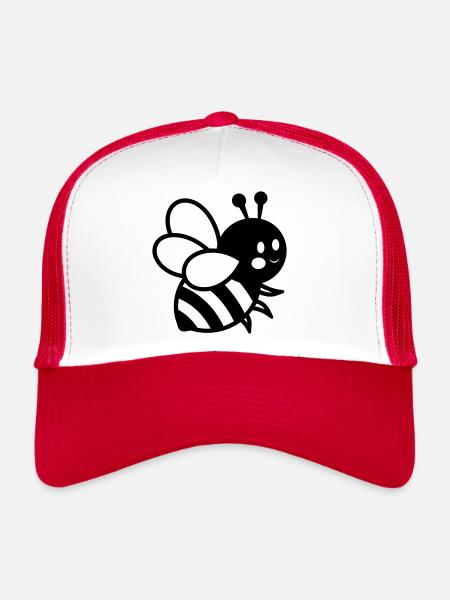 Abeille - Casquette trucker  - blanc/rouge - Devant