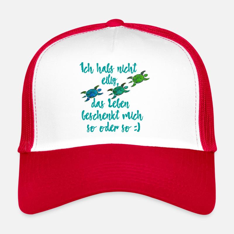 Schildkröte lustiger Spruch Meditation - Trucker Cap - Weiß/Rot