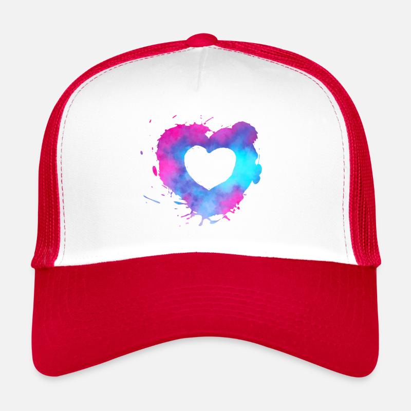Aquarellherz mit rosa und hellblauen Farben Trucker Cap