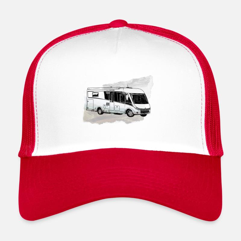 Reisen mit dem Wohnmobil - Van Life - Trucker Cap - Weiß/Rot